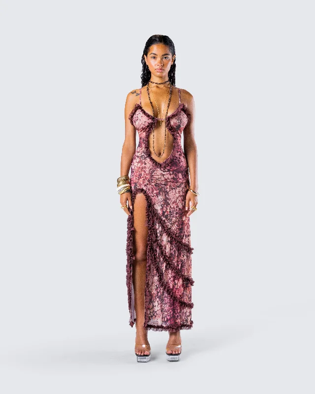 Javana Serpent Print Maxi Dress