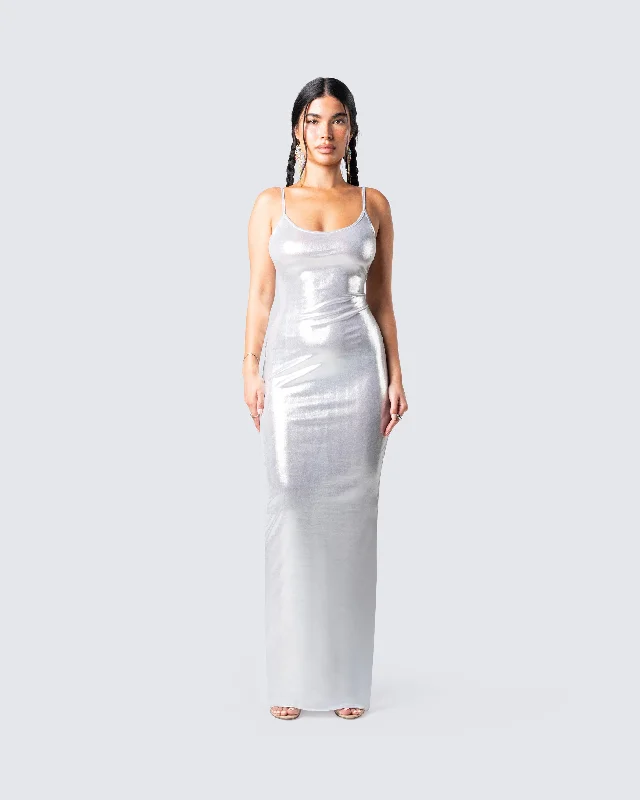 Katrina Metallic Fitted Maxi Dress