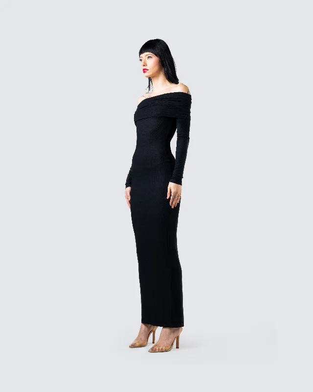 Kyan Black Off Shoulder Maxi Dress