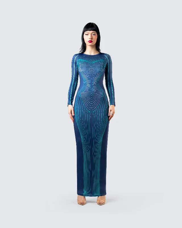 Larisa Body Print Knit Maxi Dress