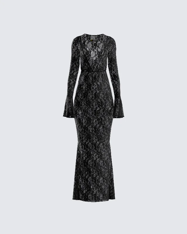 Lilith Black Lace Maxi Dress