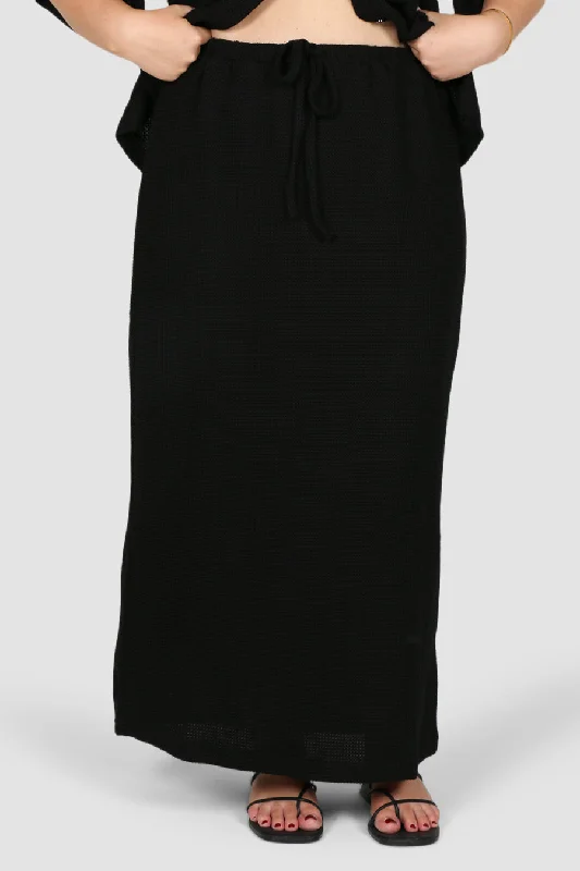 MARLEY WAFFLE MAXI SKIRT BLACK