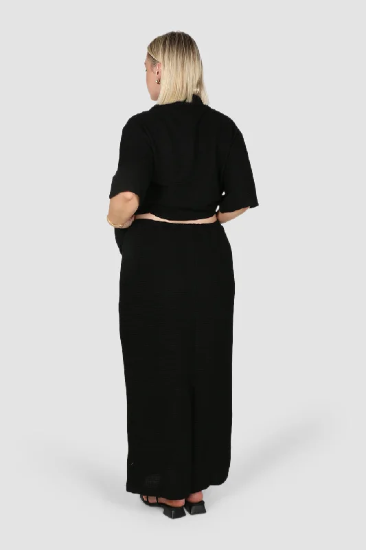 MARLEY WAFFLE MAXI SKIRT BLACK