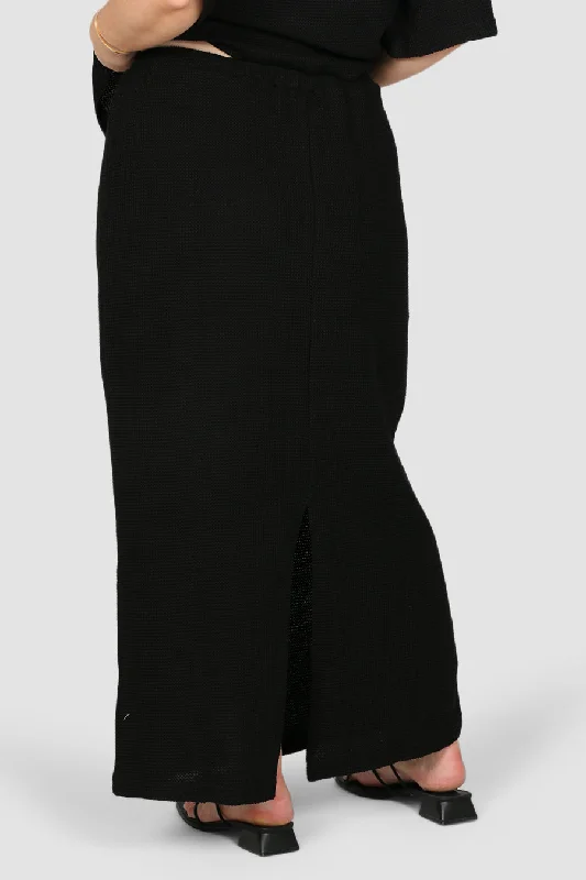 MARLEY WAFFLE MAXI SKIRT BLACK