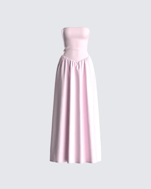 Maryann Pink Strapless Maxi Dress