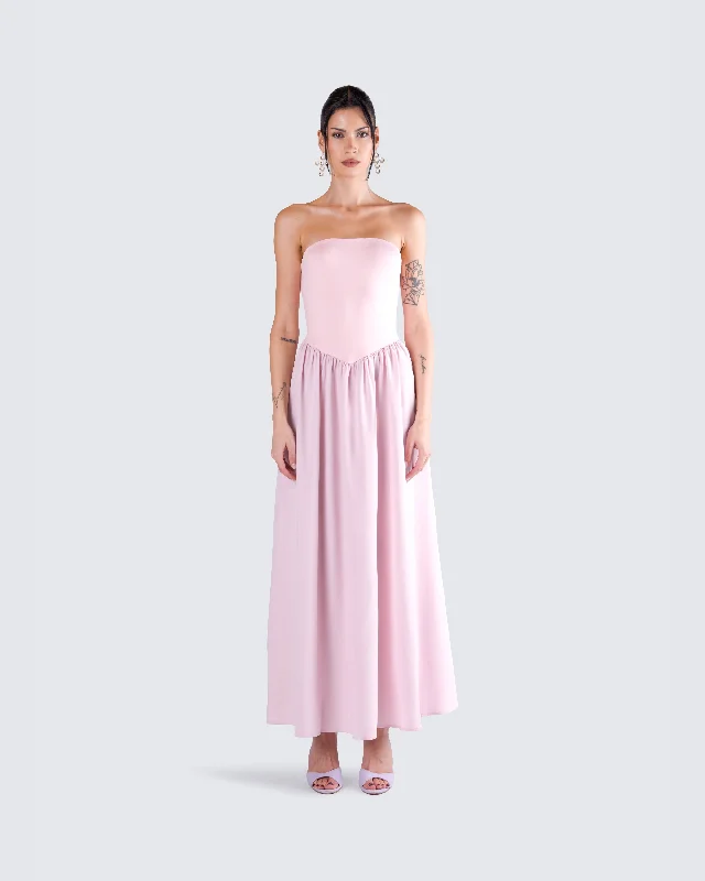 Maryann Pink Strapless Maxi Dress