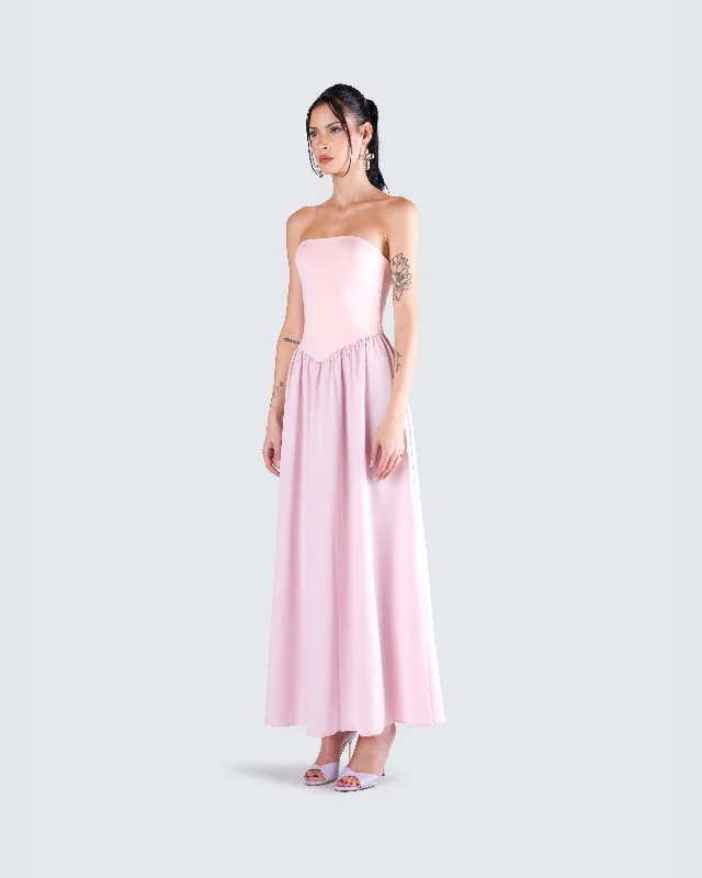 Maryann Pink Strapless Maxi Dress