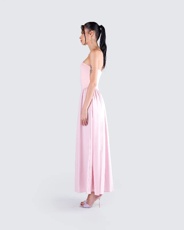 Maryann Pink Strapless Maxi Dress