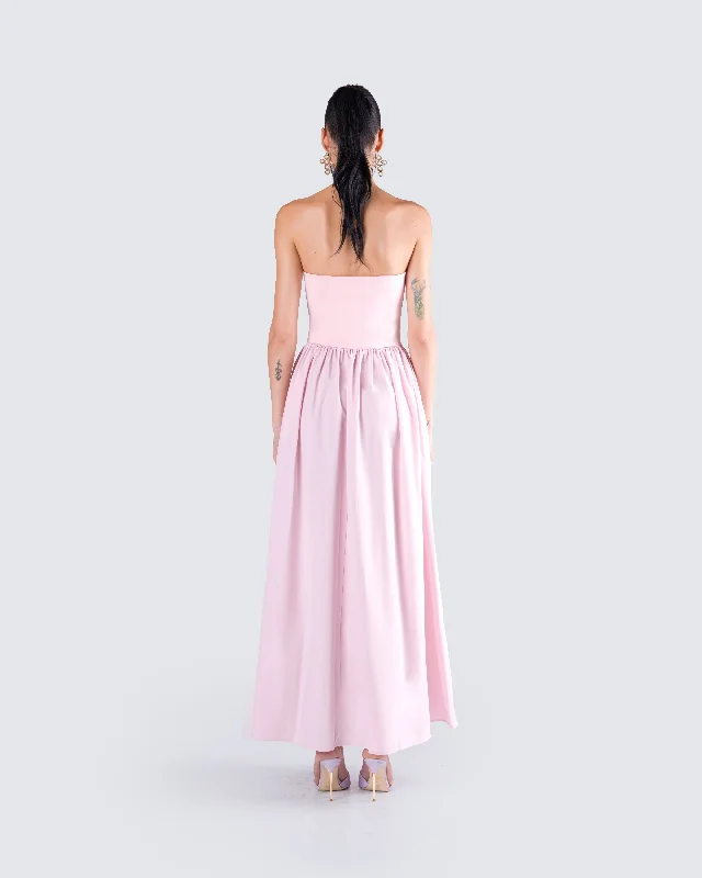 Maryann Pink Strapless Maxi Dress