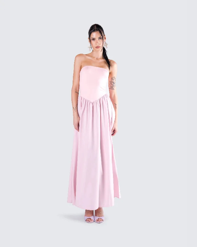 Maryann Pink Strapless Maxi Dress