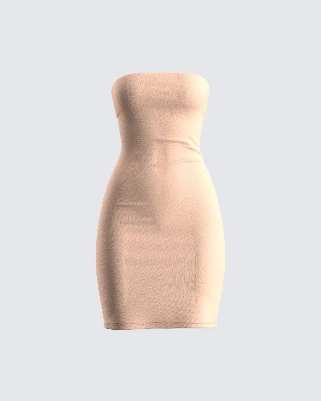 Maxine Beige Jersey Tube Dress