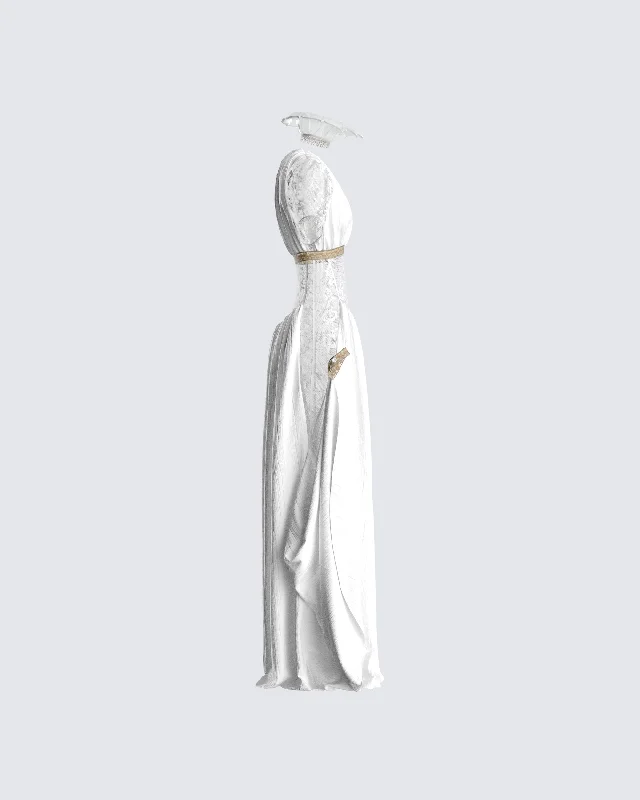 Melora White Maxi Dress & Collar