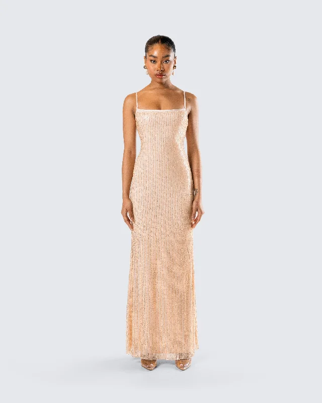 Michal Gold Sequin Maxi Dress