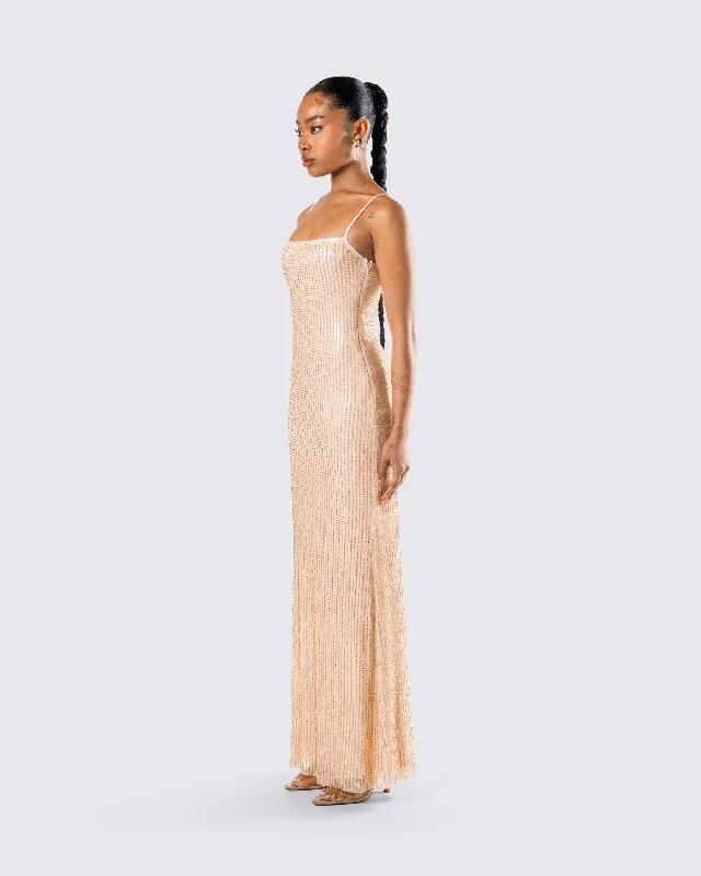 Michal Gold Sequin Maxi Dress