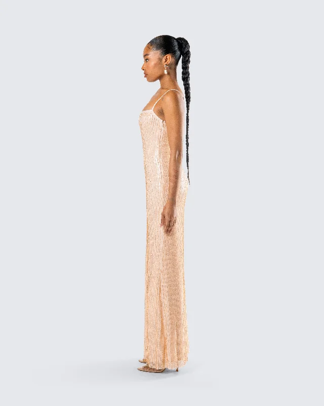 Michal Gold Sequin Maxi Dress