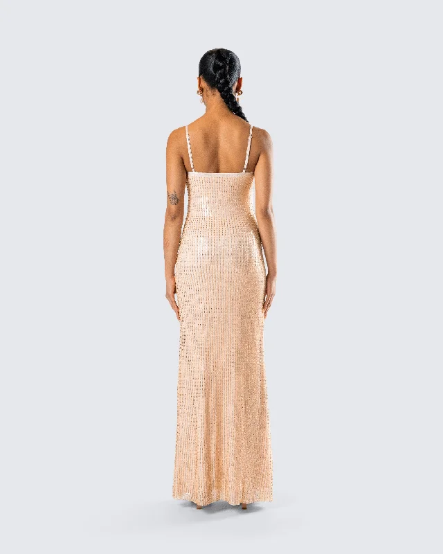 Michal Gold Sequin Maxi Dress