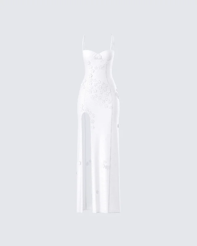 Myla White Floral Mesh Maxi Dress