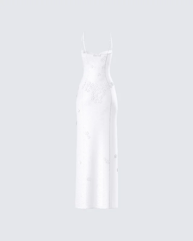 Myla White Floral Mesh Maxi Dress