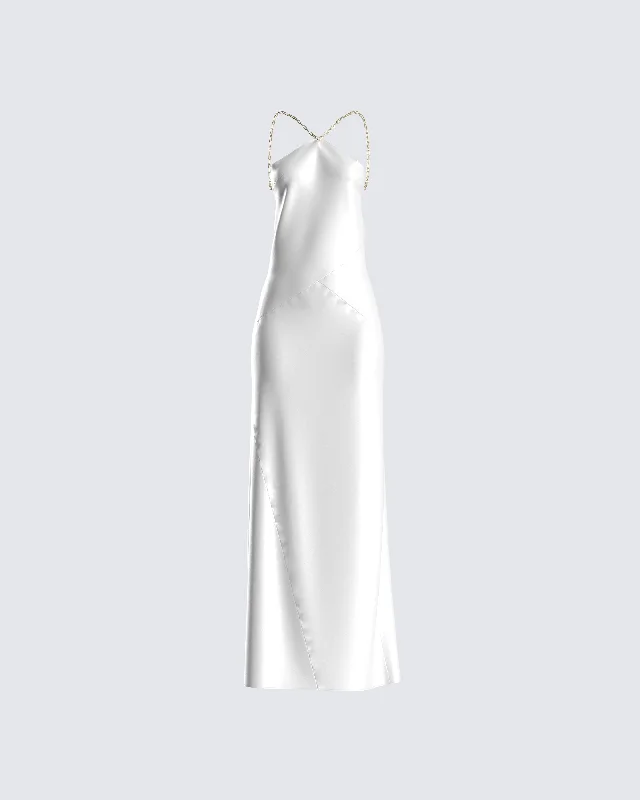 Nicola White Chain Maxi Dress