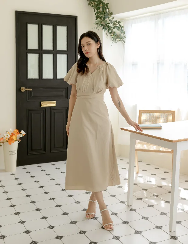 Ophelia Midi Dress in Sand