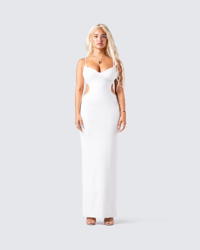 Patrice White Cut Out Maxi Dress