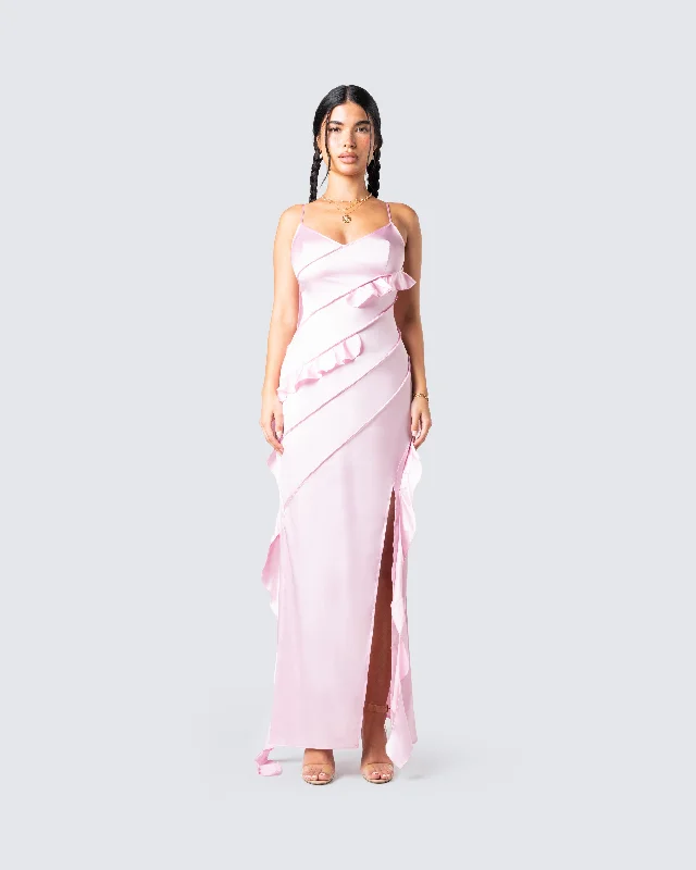 Poppy Pink Ruffle Maxi Dress