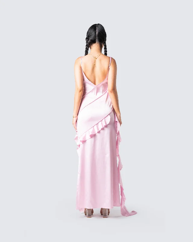 Poppy Pink Ruffle Maxi Dress