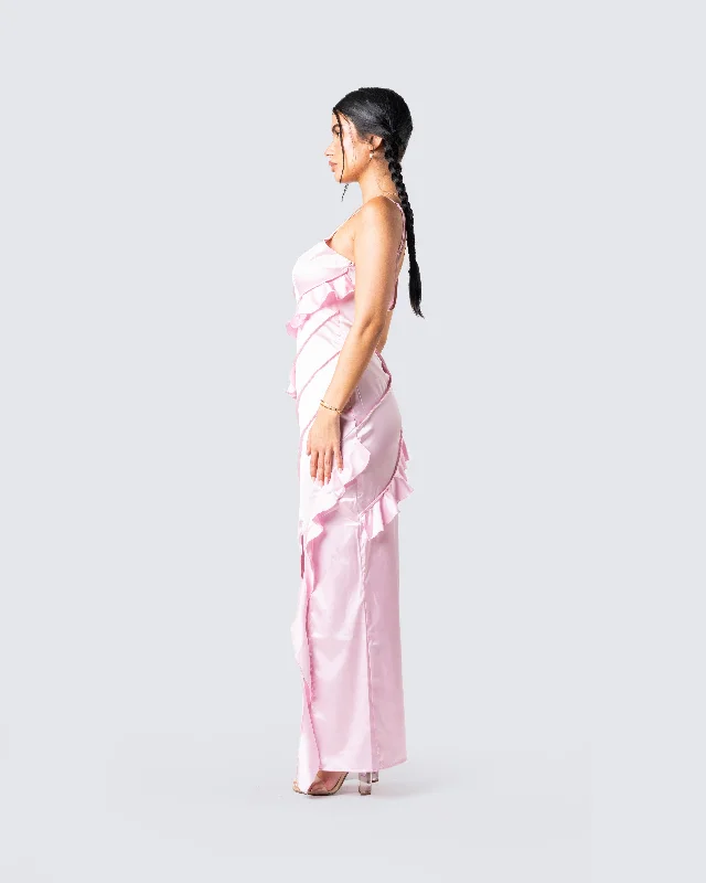 Poppy Pink Ruffle Maxi Dress