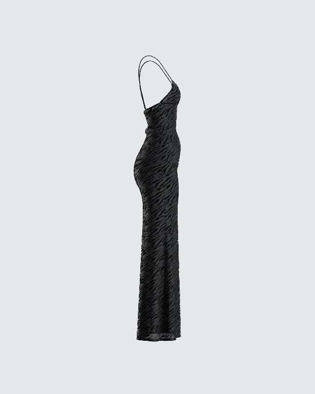 Santana Black Mesh Maxi Dress