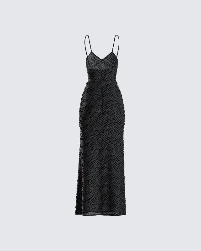 Santana Black Mesh Maxi Dress