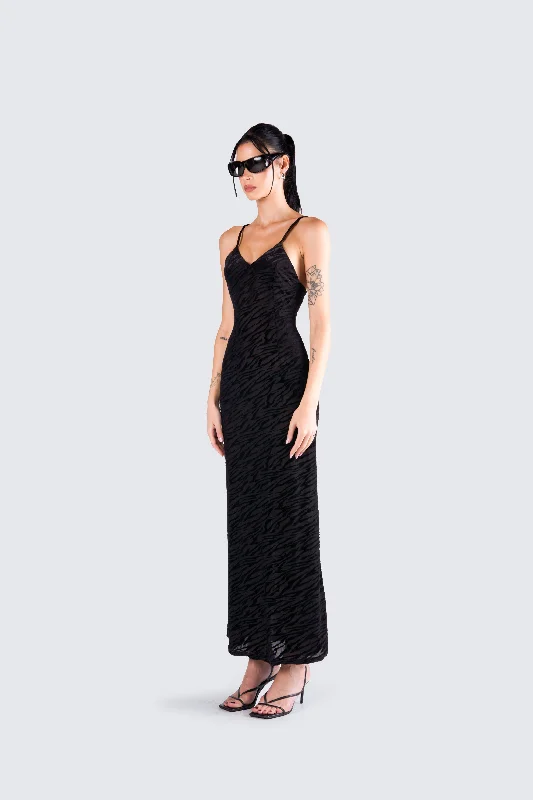 Santana Black Mesh Maxi Dress