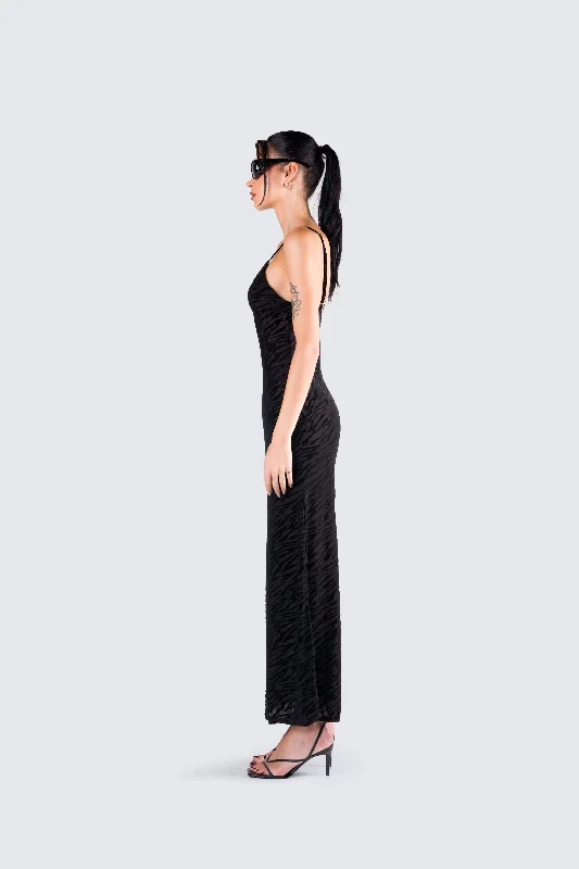 Santana Black Mesh Maxi Dress