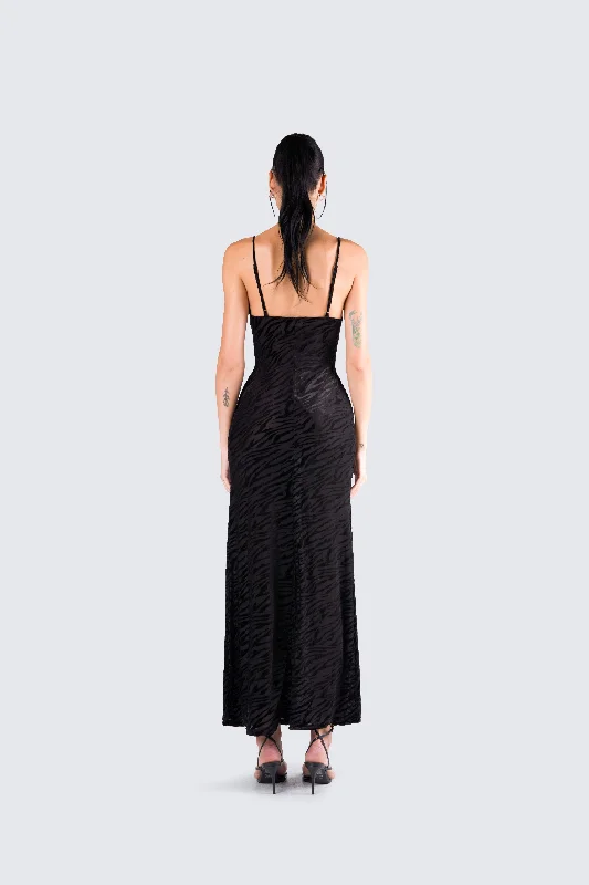 Santana Black Mesh Maxi Dress