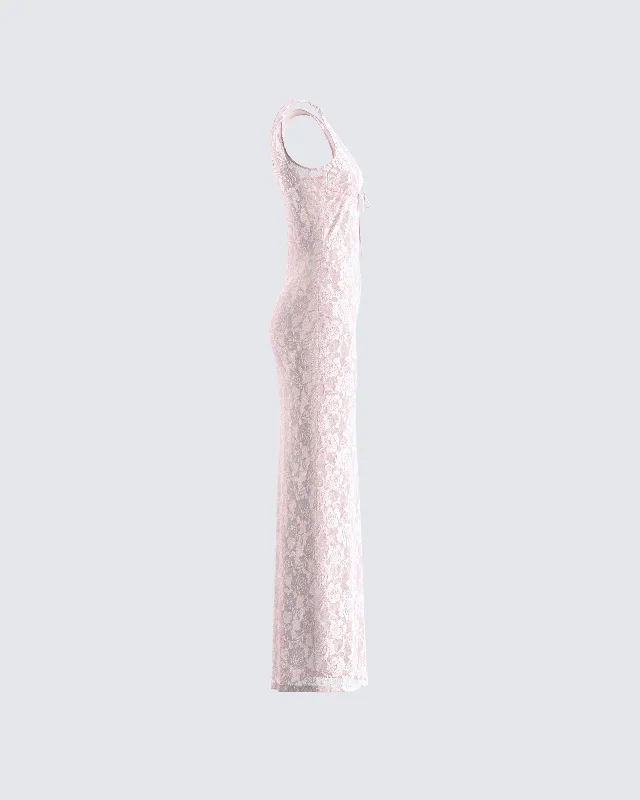 Scarlett Pink Lace Maxi Dress