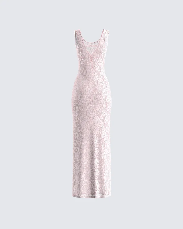 Scarlett Pink Lace Maxi Dress