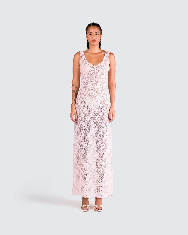 Scarlett Pink Lace Maxi Dress