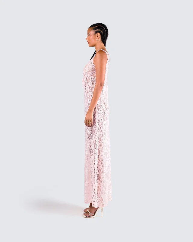 Scarlett Pink Lace Maxi Dress