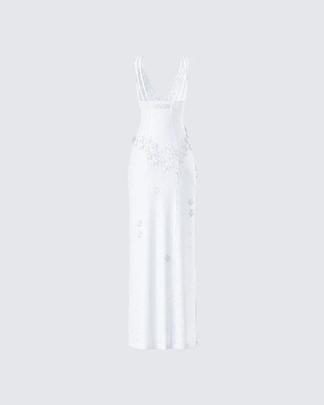 Twyla White Floral Mesh Maxi Dress