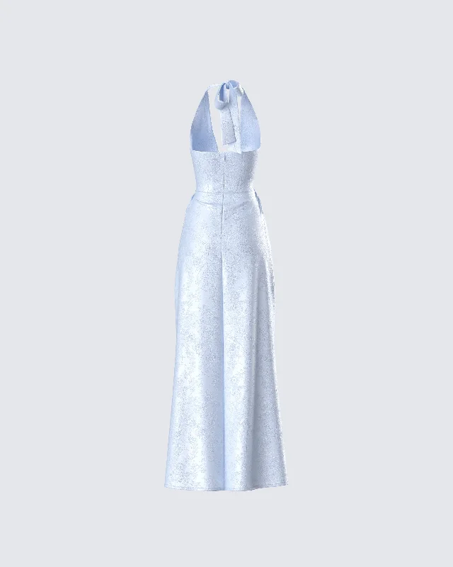 Xylah Baby Blue Rosette Maxi Dress