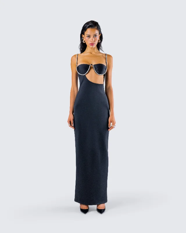 Yara Black Cut Out Maxi Dress