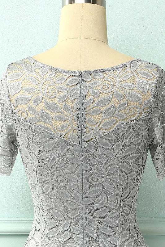 Grey Bodycon Lace Dress