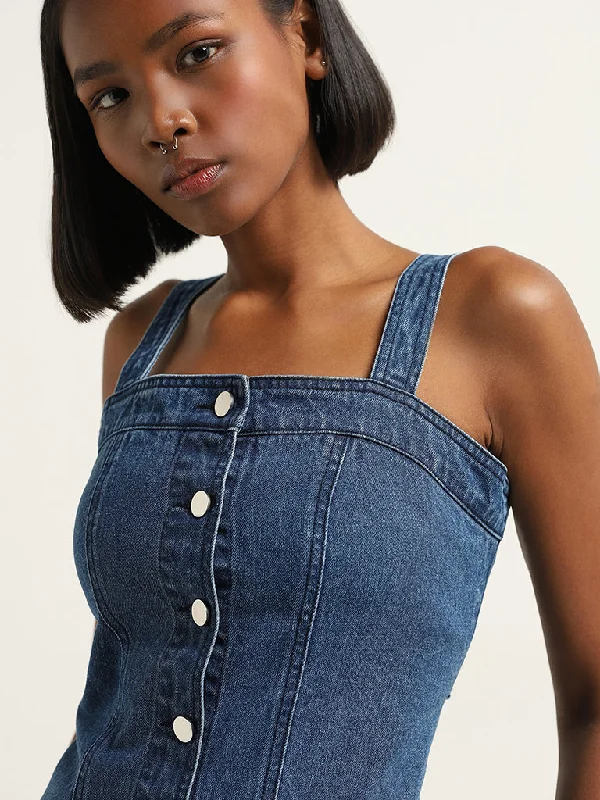 Nuon Dark Blue Bodycon Denim Dress