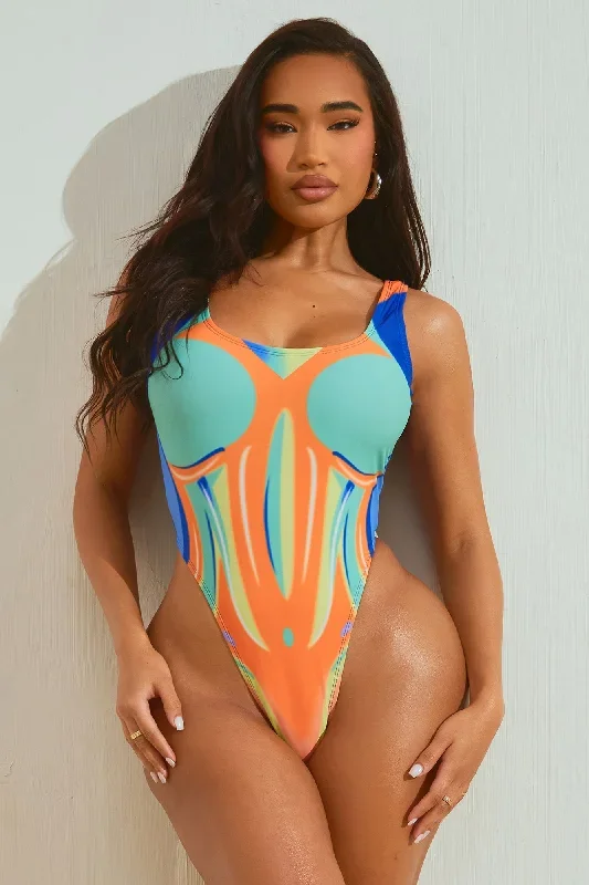 All That Graffiti 1 Piece Swimsuit - Orange/combo