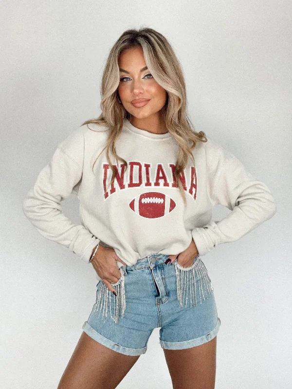 Beige Indiana Football Crewneck