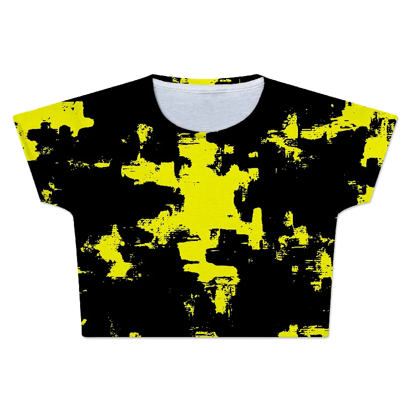 Black and Yellow Abstract Crop Tee