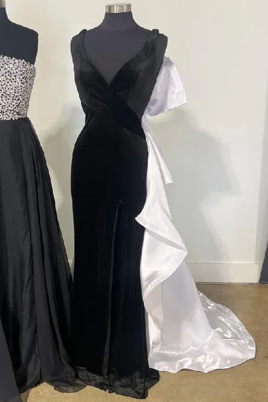 black-velvet-bow-back-mermaid-long-gown-with-slit