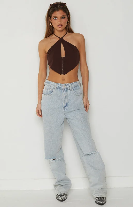 blakey-brown-halter-neck-top