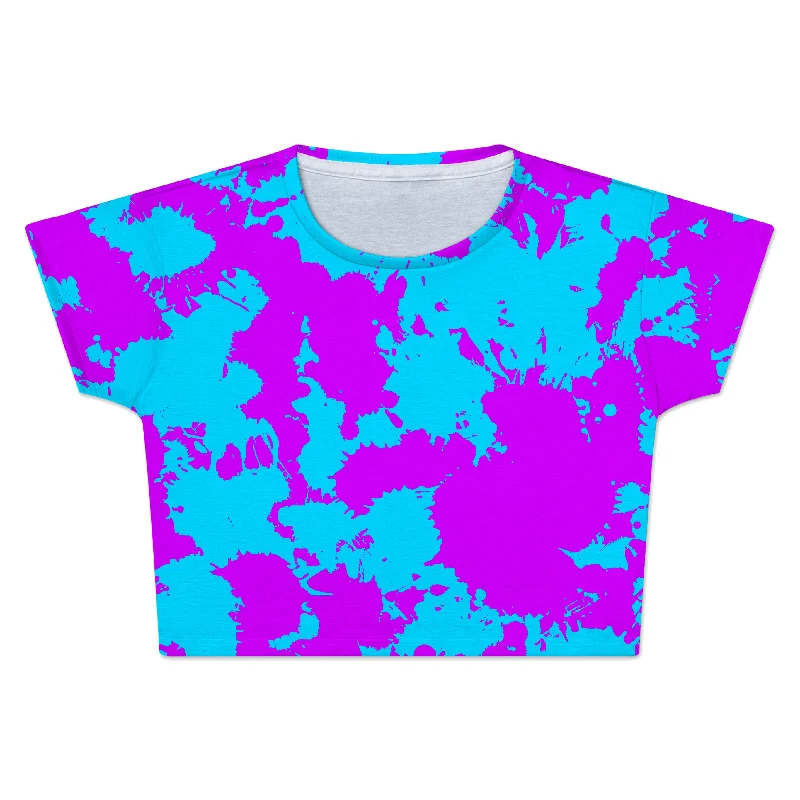 Blue and Purple Paint Splatter Crop Tee