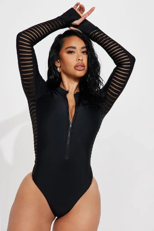 Cassandra Long Sleeve 1 Piece Swimsuit - Black