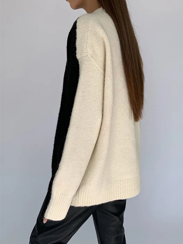 casual-contrast-color-knit-sweater